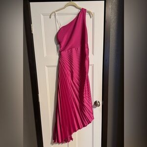 Premier Amour from JCPenney. NWT. Satin pink asymmetrical dress. Size 4.